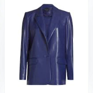 Alice + Olivia Denny Vegan Leather Blazer,Royal Blue